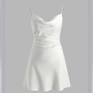 NWT Solid Satin Cowl Neck Cami Mini Dress